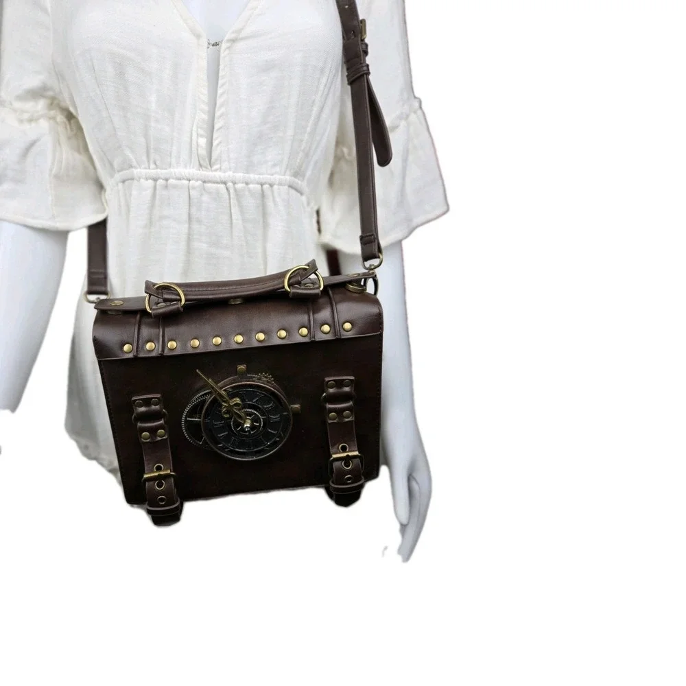 Steampunk Handbag Top‎ PU Leather Punk Industrial Retro Shoulder Bags